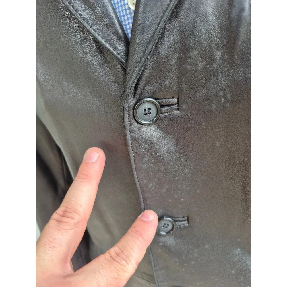 Ralph Lauren Blue Label Mens Black Lamb Leather Blazer Sport Coat Jacket Sz 38 R